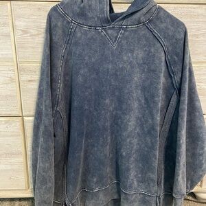 Women’s Navy Blue Acid Washed Hoodie | Sweatshirt | Oversized | Long Sleeve
